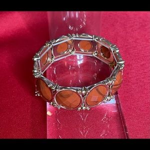 Orange Faceted Stone Stretch Bracelet.